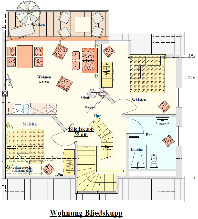 Grundriss Ferienwohnung Bliedskupp